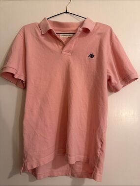 Aeropostale Men's Light Pink Polo with Navy Logo